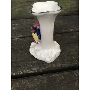 vintage Yankoware white VASE with parrot ceramic art pottery Made in Japan